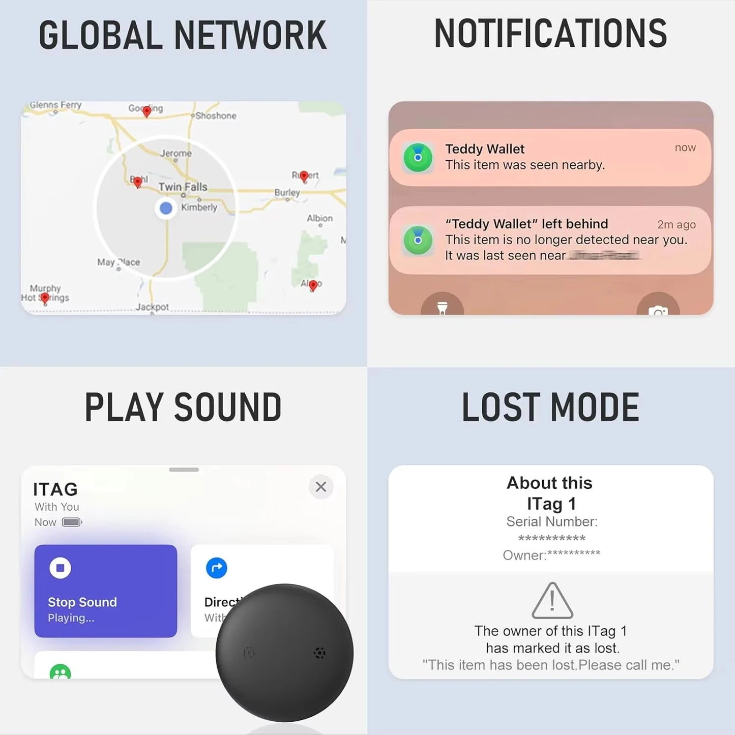 Bluetooth Smart Tracker Tag Compatible with Apple Find My, Item Locator for Keys, Wallets, Bags, Luggage & Suitcases