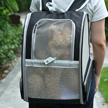 Spacious Pet Carrier Backpack, Breathable Oxford Fabric Travel Bag for Cats and Small Dogs