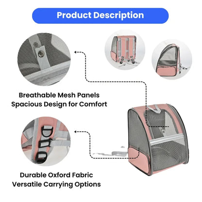Spacious Pet Carrier Backpack, Breathable Oxford Fabric Travel Bag for Cats and Small Dogs