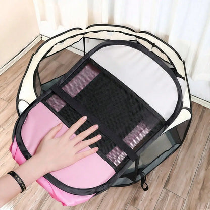Portable Cat Cage & Dog Crate, Foldable Octagonal Playpen for Home and Travel