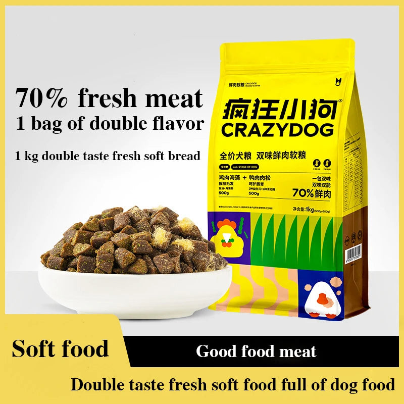Fresh Soft Dog Food, Double Flavor Meat Recipe for Puppies, Small Breed and Senior Dogs