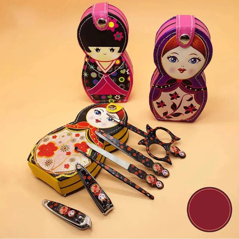 6-Piece Nail Care Kit, Russian Doll Manicure Scissors, Nail Clippers & Tip Cutter for Travel & Grooming - Bond Well Supplies