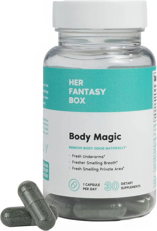 Her Fantasy Box Body Magic Chlorophyll Capsules, Vegan Digestive, Gut & Daily Wellness Support, 30 Count - Bond Well Supplies