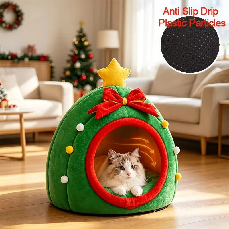Warm Cat Tent Bed, Cozy Semi-Enclosed Pet Cave with Thickened Nest for Indoor Pets - Bond Well Supplies