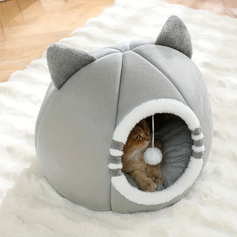 Cozy Cat Bed Cave, Soft Pet House with Removable-Style Mat for Indoor Cats & Small Pets - Bond Well Supplies