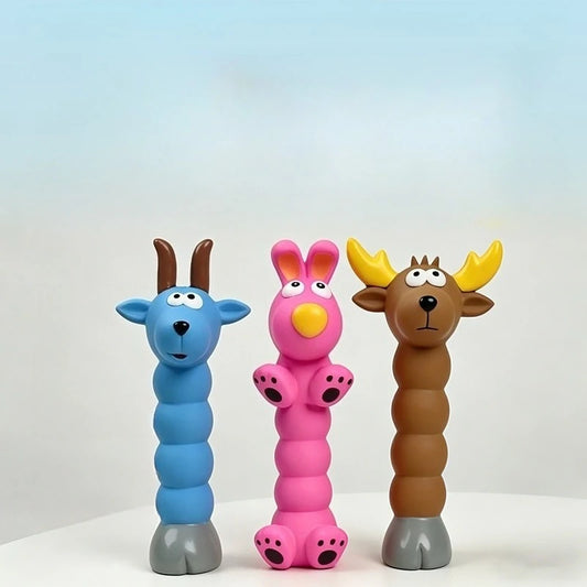 Interactive Latex Squeaky Dog Toy, Cartoon Rabbit, Goat & Elk Shapes for Chewing & Training - Bond Well Supplies