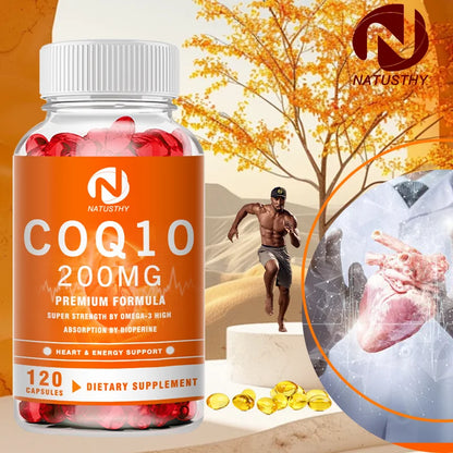 High Potency COQ10 200mg Supplement for Energy Production and Antioxidant Protection