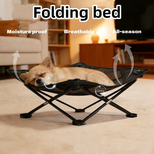 Outdoor Elevated Dog Bed, Folding Portable Pet Cot for Cats & Dogs, Moisture-Resistant All-Season Design - Bond Well Supplies