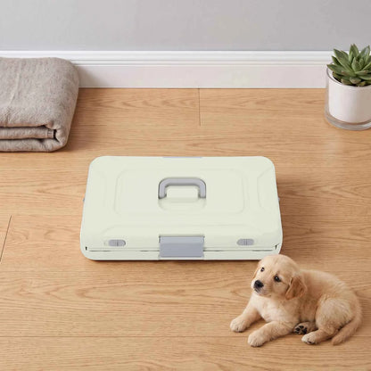 Light Green Foldable Pet Carrier, Hard PP & Iron Travel Cage for Cats and Small Dogs, 44 lb Capacity