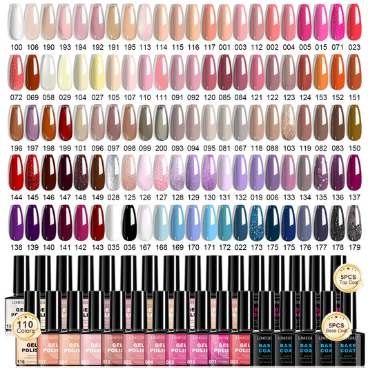 LIMEGIRL 120PCS UV LED Gel Nail Polish Set, 8ml Semi-Permanent Varnish Collection for Manicure & Nail Art - Bond Well Supplies