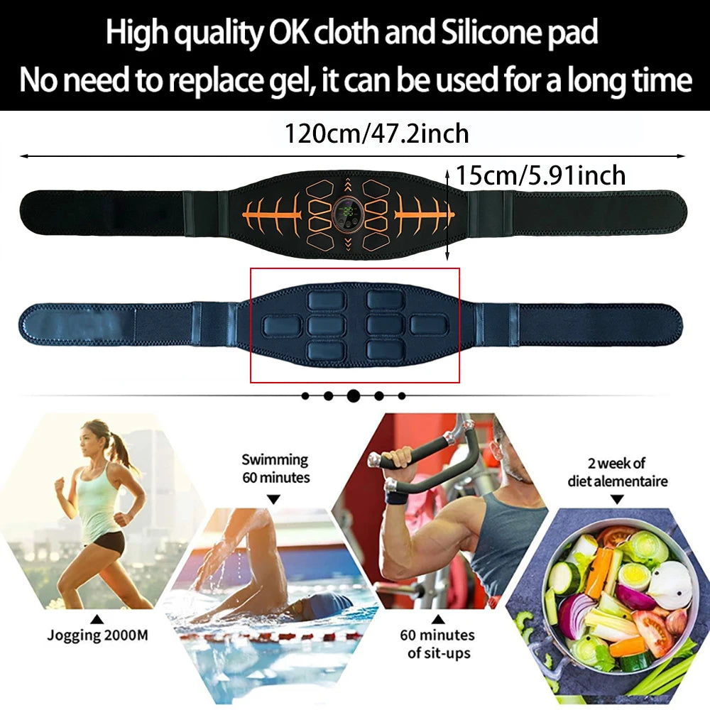 Electronic Abdominal Muscle Stimulator, Rechargeable EMS Training Belt for Core and Home Workouts
