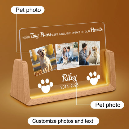 Personalized Pet Night Light, Custom Dog and Cat Photo LED Acrylic Memorial Plaque