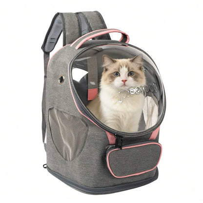 Portable Cat & Dog Backpack Carrier, Foldable Transparent Design with Zipper Closure