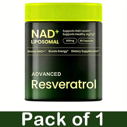 Liposomal NAD+ Advanced Supplement with Resveratrol, NAD Plus Capsules for Brain Function and Cellular Support