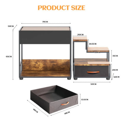 Multi-Level Dog Bunk Bed with Steps & Storage Drawer, Elevated Pet Lounge for Small & Medium Dogs & Cats - Bond Well Supplies