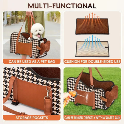 Center Console Dog Car Booster Seat, Portable Travel Bed for Small Dogs and Puppies