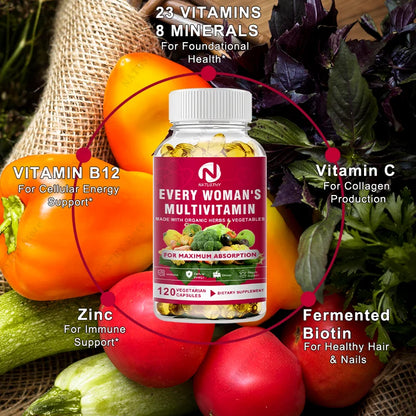 Multivitamin for Women Capsules for Hormone Balance, Skin, Heart, Brain, Bone and Immune Support
