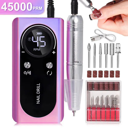Professional 45,000 RPM Rechargeable Electric Nail Drill Machine