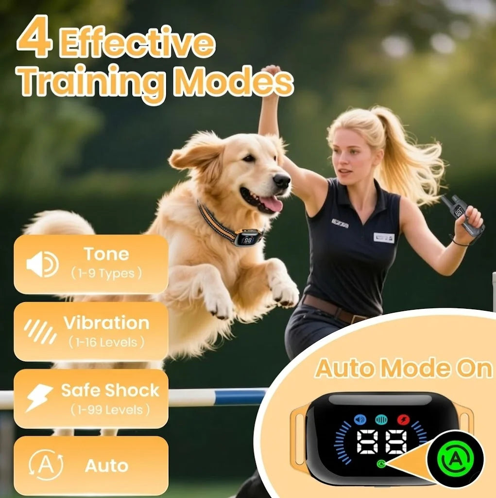 Waterproof Dog Training Collar, 2-in-1 Automatic Anti-Bark & Remote Training Collar for All-Size Dogs - Bond Well Supplies