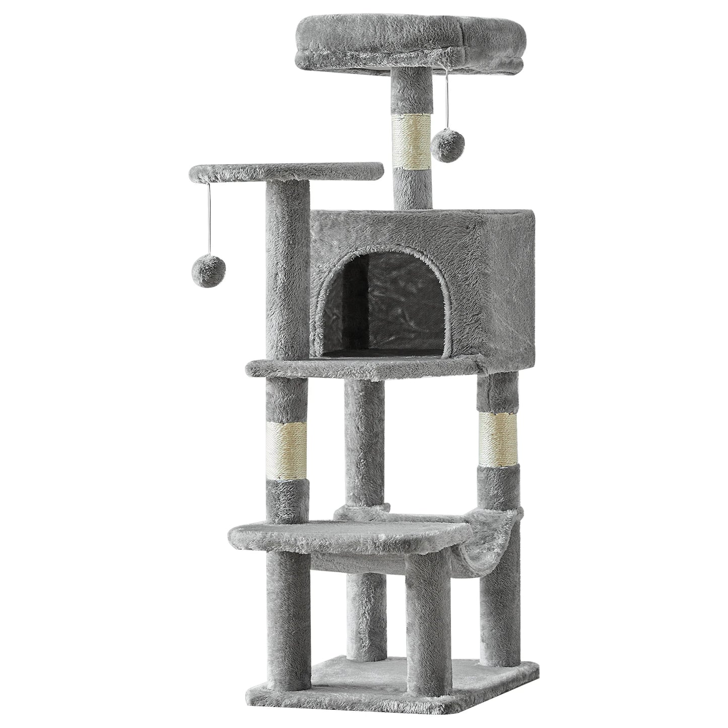 44-Inch Multi-Cat Climbing Tower, JHK Indoor Cat Tree with Natural Sisal Scratching Posts & Stable Cat House