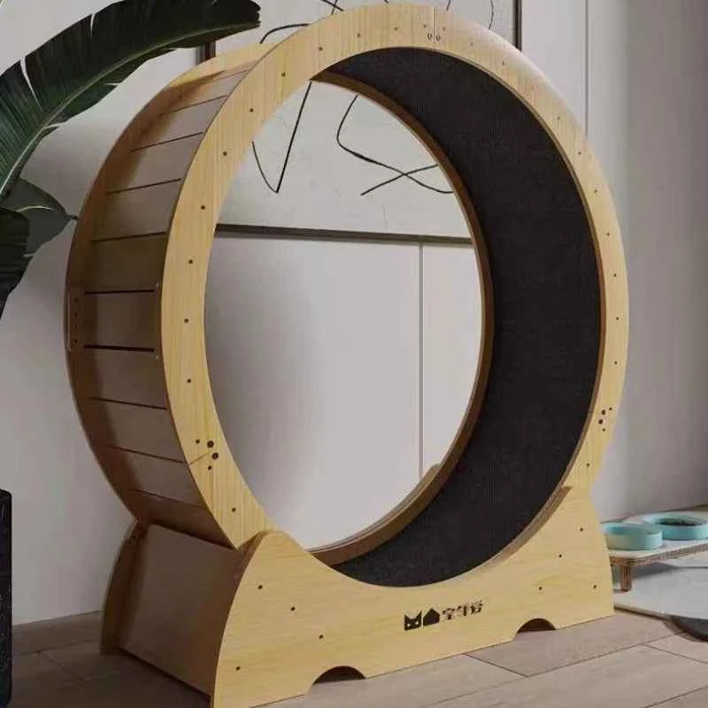 Eco-Friendly Solid Wood Cat Treadmill, Multi-Layer Exercise Wheel for Indoor Cat Fitness & Activity