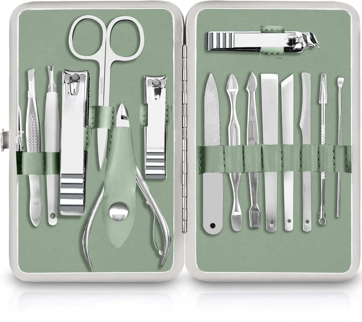 Professional Manicure & Pedicure Set, 15-Piece Nail Clippers & Nail Care Tools with Travel Case, Purple - Bond Well Supplies