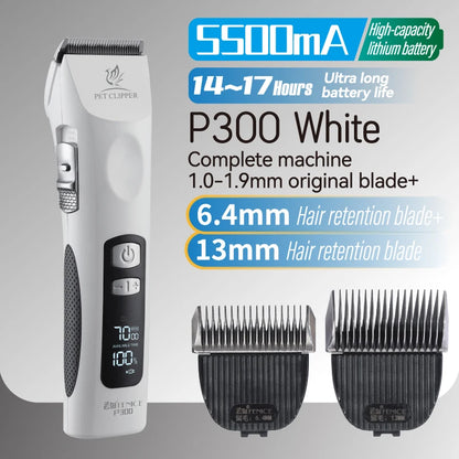 Fenice Professional Cordless Pet Hair Clipper, Rechargeable Low-Noise Grooming Trimmer & Shaver Kit