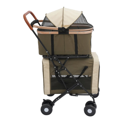 3-in-1 Multifunctional Pet Stroller with 2 Removable Pet Carriers for Small and Medium Dogs