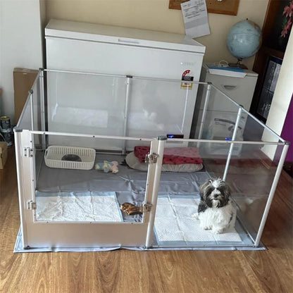 Large Acrylic Dog Playpen with Waterproof Whelping Pad, Clear Indoor Puppy Enclosure & Pet Fence