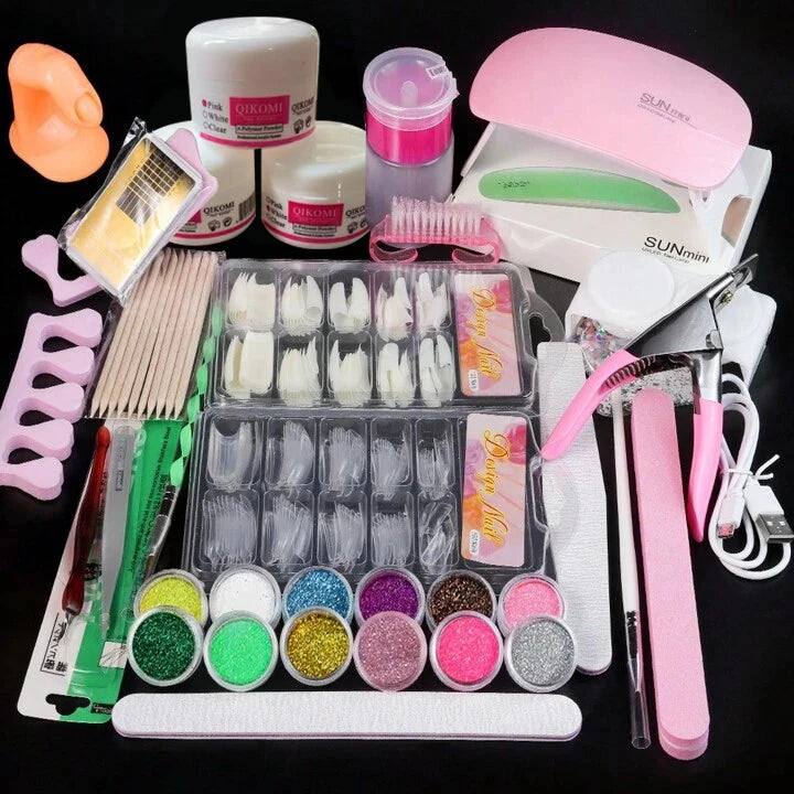 Beginner Acrylic Nail Art Kit, Complete Nail Extension Tools for Extensions, Manicure & DIY Designs - Bond Well Supplies