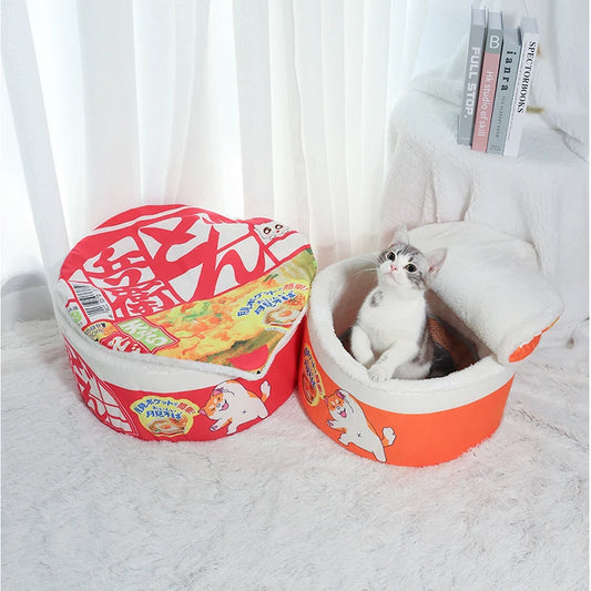 Four-Season Noodle-Shaped Pet Bed, Warm Fleece Cat Nest with Breathable Detachable Cover - Bond Well Supplies