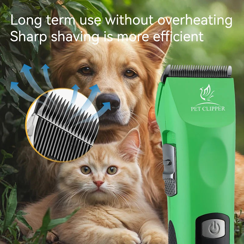 Fenice Professional Cordless Pet Hair Clipper, Rechargeable Low-Noise Grooming Trimmer & Shaver Kit