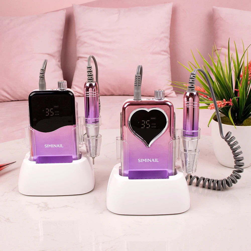 SIMINAIL Rechargeable Nail Drill Machine, 35000RPM Portable Electric E-File with Manicure Bit Set - Bond Well Supplies