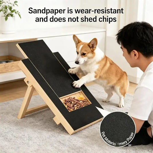 Dog Nail Trimming Board with Treat Box, Scratch Pad for Stress-Free Paw Care, Pine Wood - Bond Well Supplies