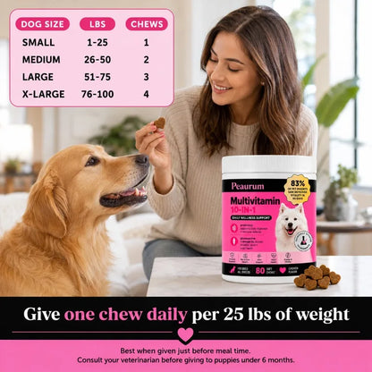 Peaurum 10-in-1 Multivitamin Chewable Tablets for Dogs, Chicken Flavor, 80 Count