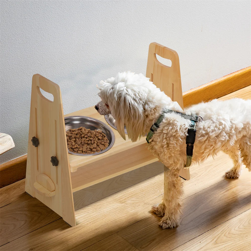 Adjustable Raised Dog Feeder Stand, Elevated Food & Water Bowl Station for Small, Medium & Large Dogs - Bond Well Supplies