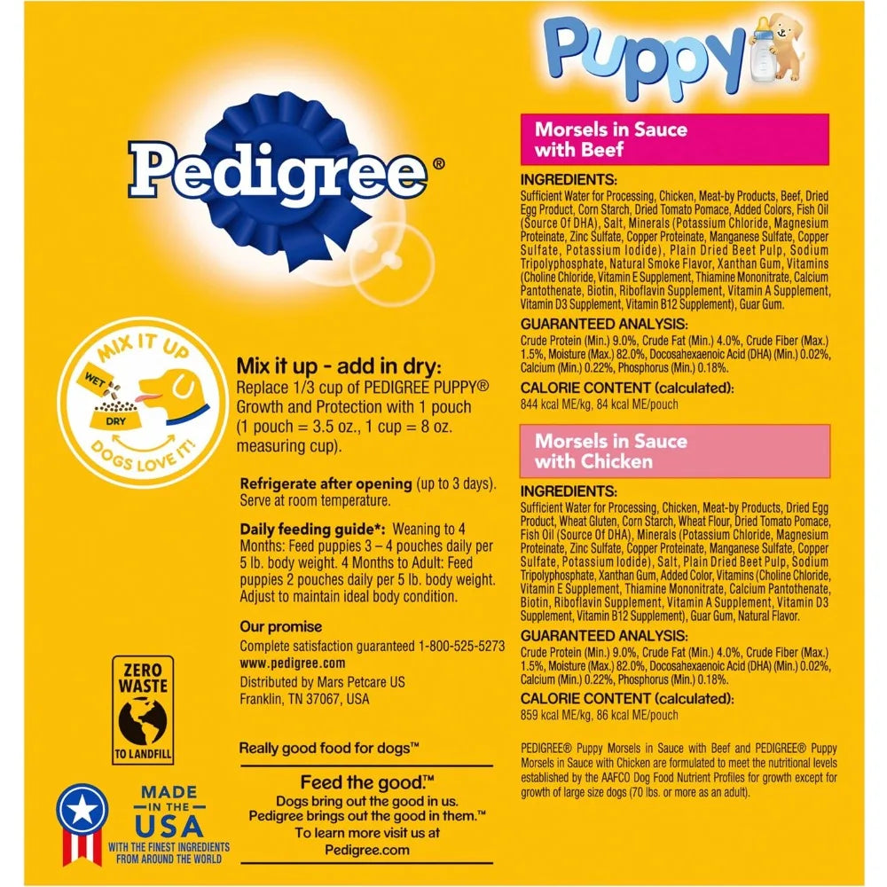 Grain-Free Puppy Wet Dog Food, Variety Pack with Beef & Chicken Liver, Small Bite Formula, 8 Pouches