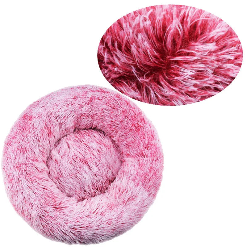Super Soft Round Dog Bed, Warm Plush Pet House for Medium & Large Dogs, 6 Sizes