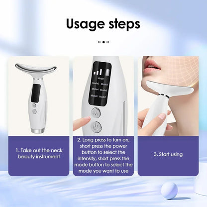 Electric Face & Neck Massager, 7-Color LED Light with Heating & Vibration Massage - Bond Well Supplies