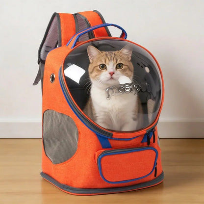 Portable Cat & Dog Backpack Carrier, Foldable Transparent Design with Zipper Closure