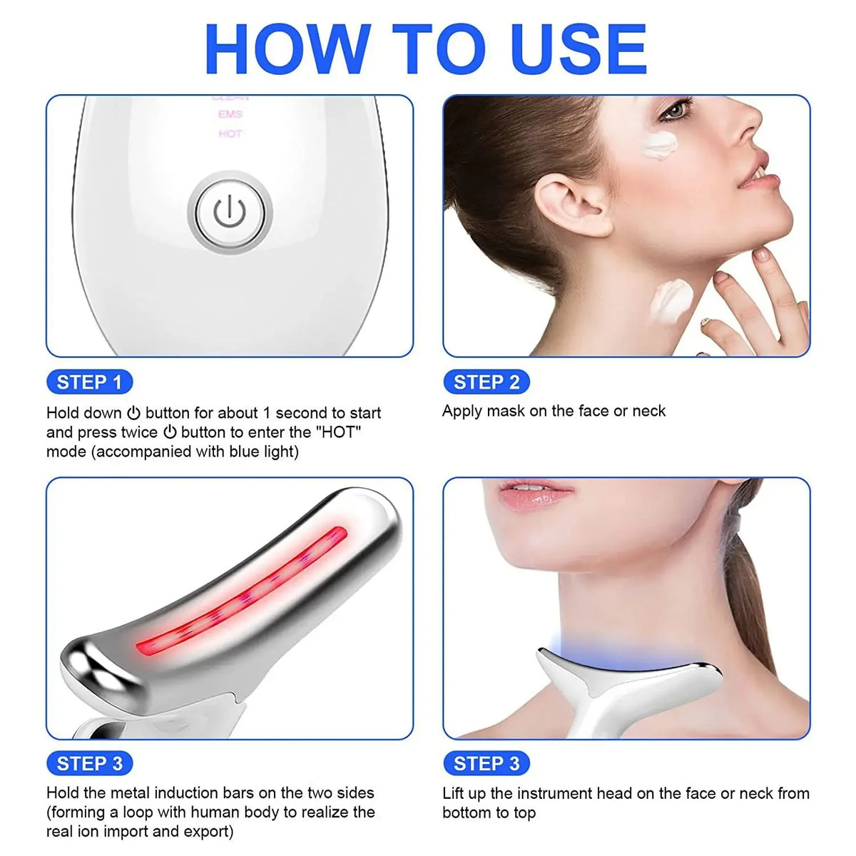 Face & Neck Beauty Massager, Portable Vibration Skin Care Device for Daily Facial Care - Bond Well Supplies