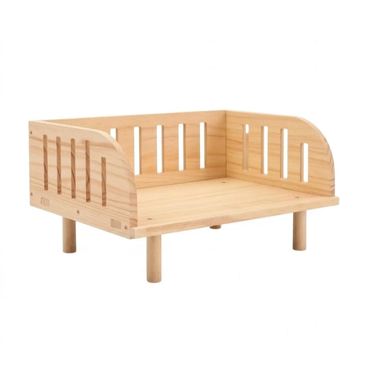 Solid Wood Raised Pet Bed, Ventilated Rectangular Pet Furniture for Dogs & Cats - Bond Well Supplies