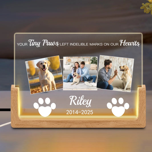 Personalized Pet Night Light, Custom Dog and Cat Photo LED Acrylic Memorial Plaque