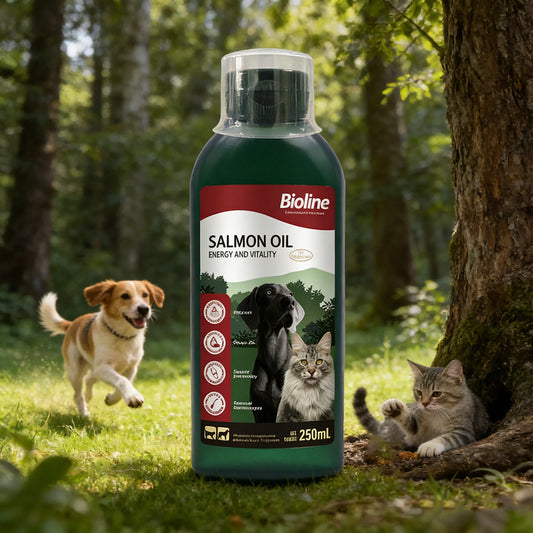 Bioline 250ml Salmon Fish Oil for Dogs & Cats, Omega Fatty Acids for Skin & Coat Support - Bond Well Supplies