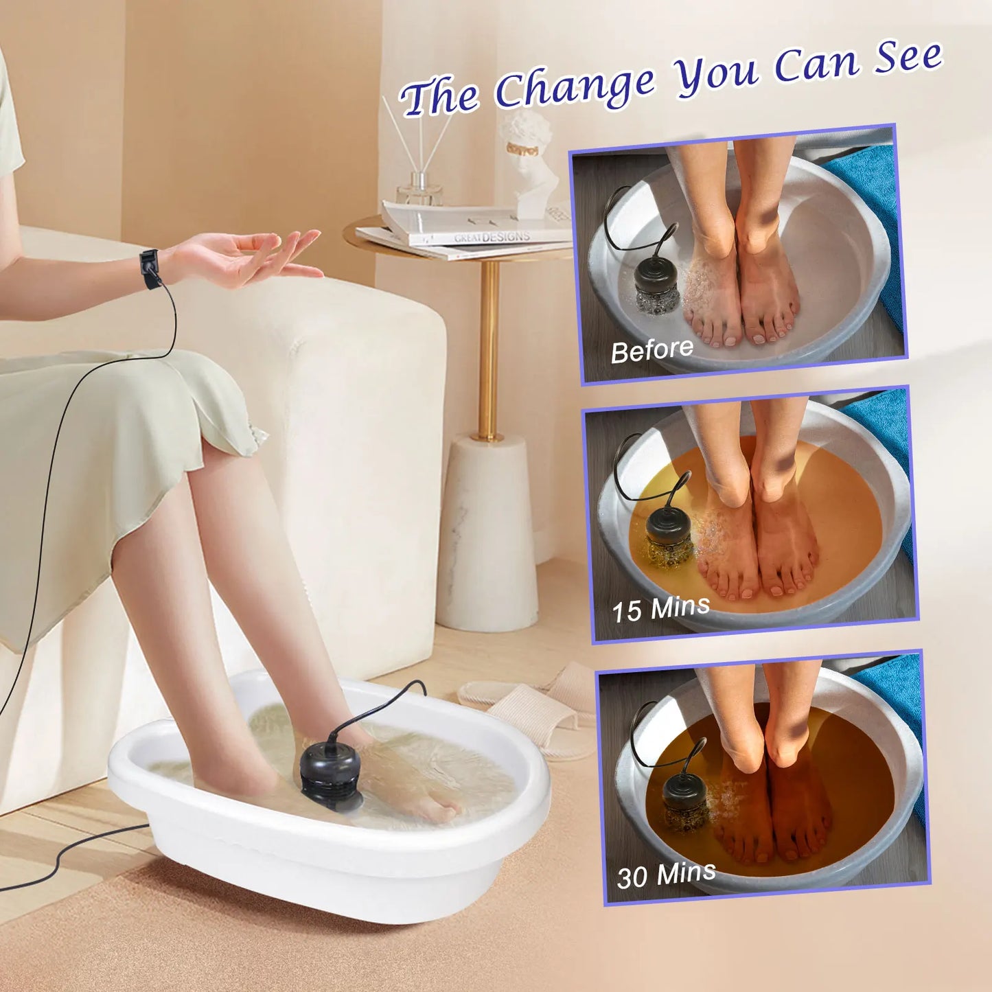 Professional Ionic Foot Bath Spa Machine, Dual Foot Bath System with Massage Pads & Far Infrared Waist Belt