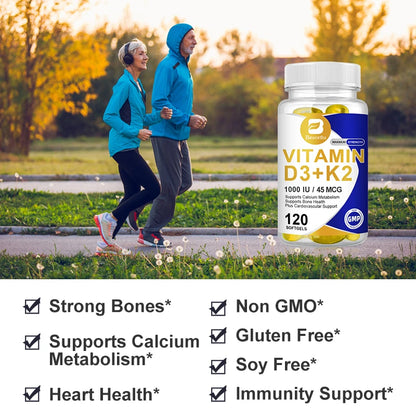 Vitamin D3 & K2 Supplement, Calcium Absorption and Bone Support Formula