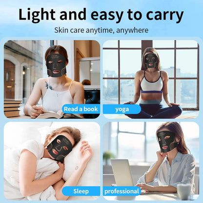 Portable Wireless LED Face & Neck Mask, 7-Color Photon Light Therapy for Facial Skin Care - Bond Well Supplies