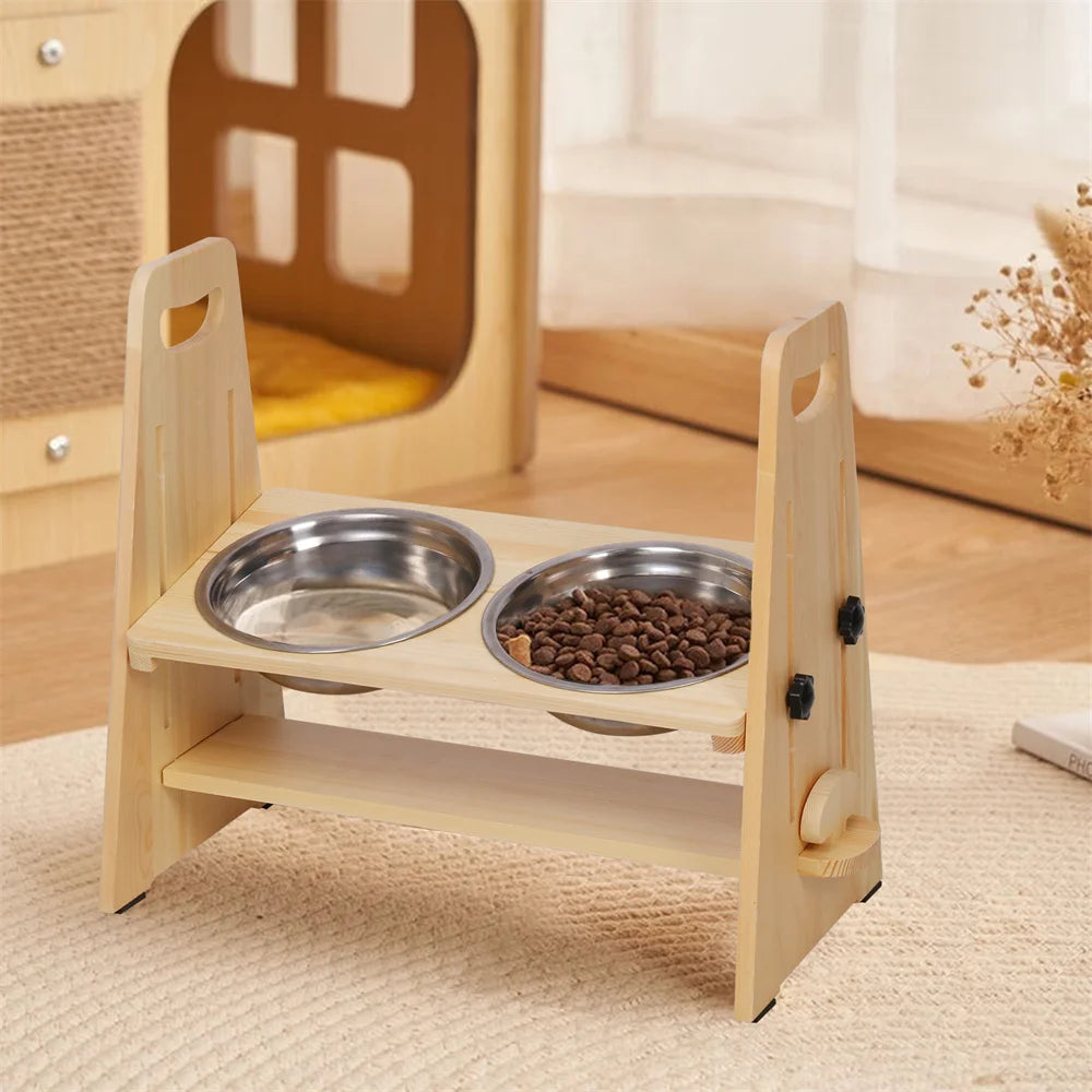 Adjustable Raised Dog Feeder Stand, Elevated Food & Water Bowl Station for Small, Medium & Large Dogs - Bond Well Supplies