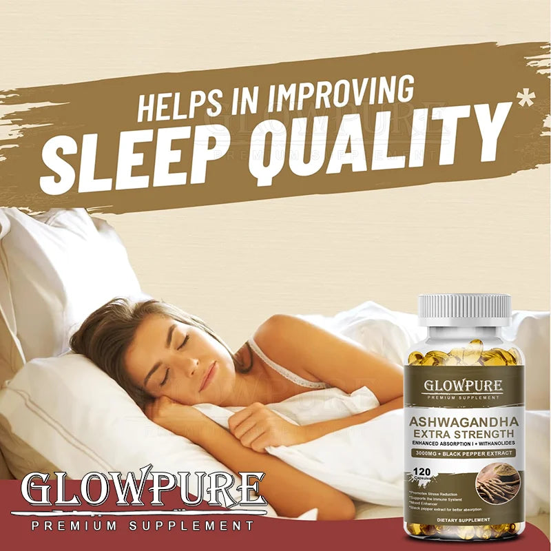 Premium Ashwagandha Root Extract Supplement, Daily Stress, Mood, Sleep, Energy & Focus Wellness Support - Bond Well Supplies