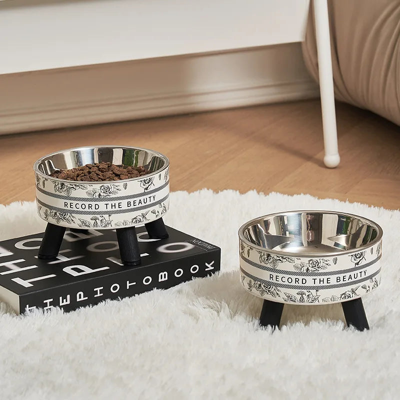 Adjustable Raised Dog Feeder Bowls, Stainless Steel Food & Water Bowls for Small, Medium & Large Dogs - Bond Well Supplies